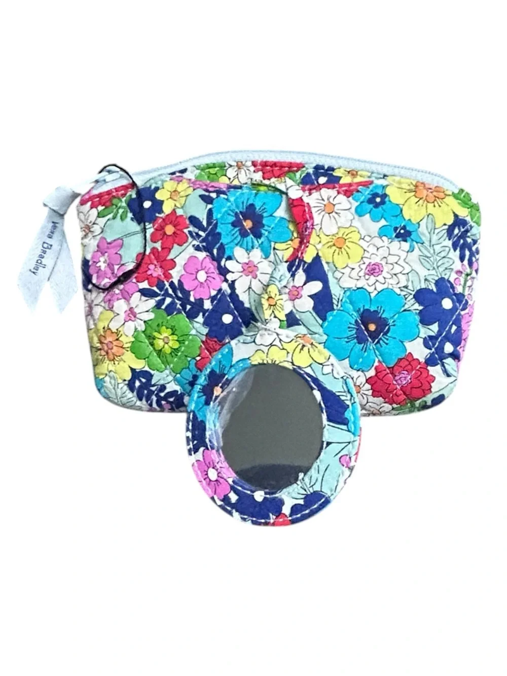 NWOT Vera Bradley Floral Cosmetic Makeup Bag w Mirror Travel Pouch